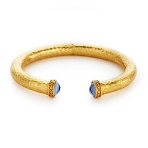 NWT Authentic Luxury Summer Spring Julie Vos Iridescent Charcoal Blue Hinge Cuff